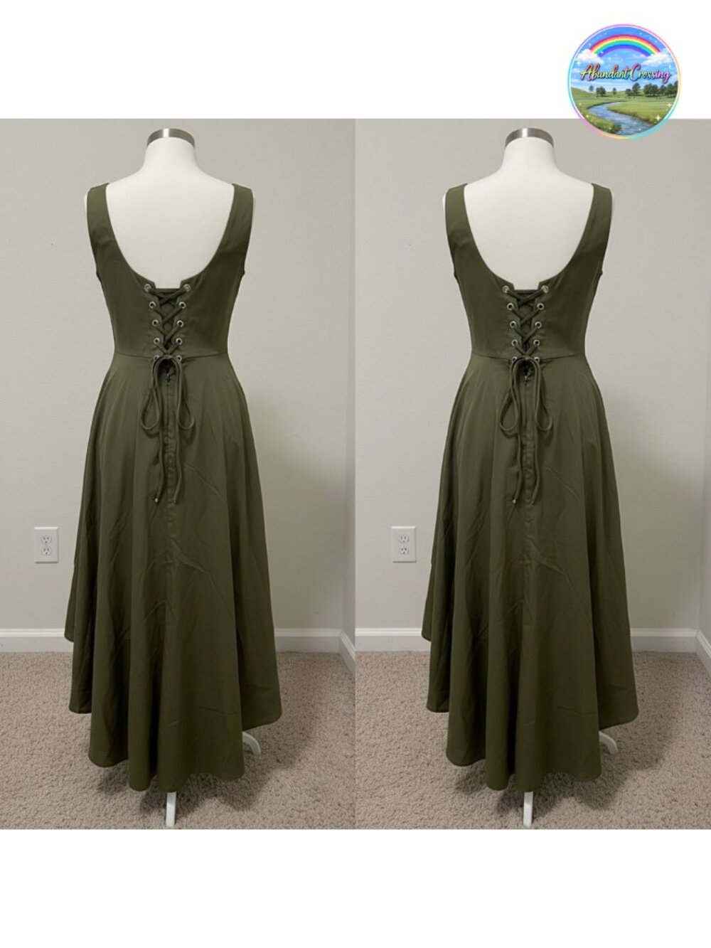 Women Renaissance Costume Underbust High Low Dress with Pocket